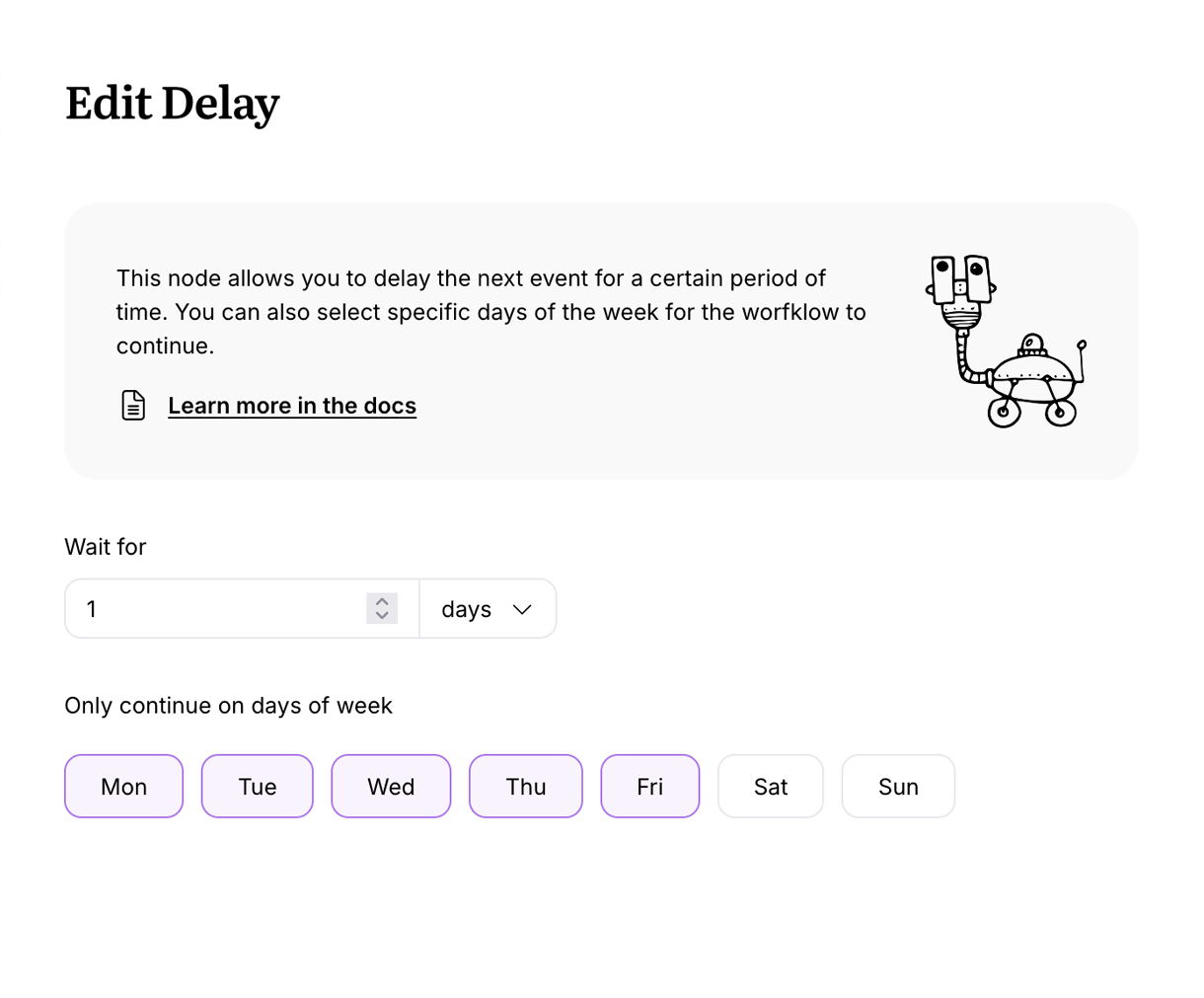 Editing a time delay node in Userlist workflows