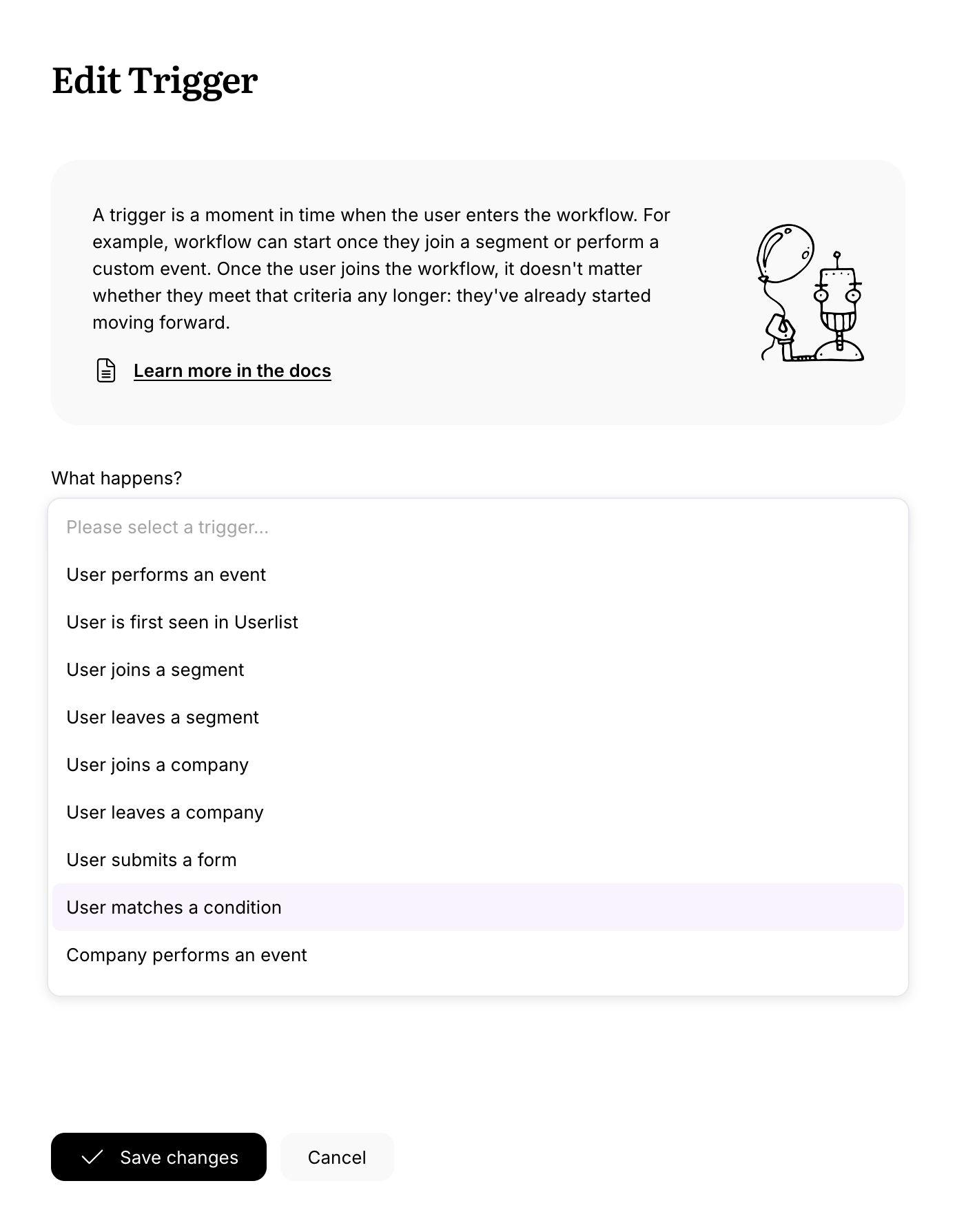 Editing a trigger node in Userlist workflows